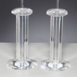 Karl Springer, pair signed lucite table lamps