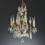 Louis XV style bronze and crystal chandelier