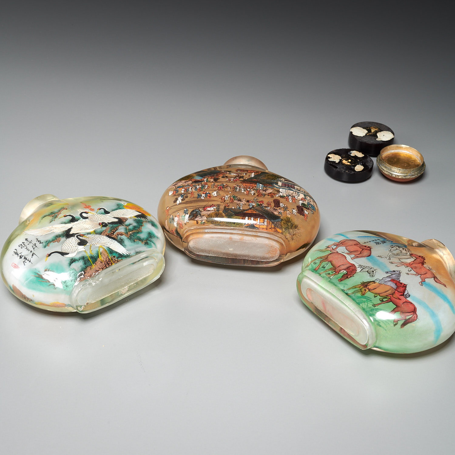 (3) Chinese inside painted snuff bottles - Image 10 of 10