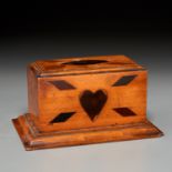 Nice American Folk Art inlaid wood coin bank