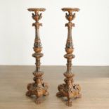 Pair large Italian Baroque style carved torchieres