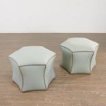 Pair Designer hexagonal poufs