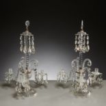 Pair Regency crystal and bronze candelabra