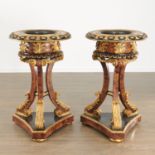 Pair Russian Neoclassic style pedestal jardineres