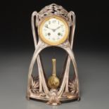 Art Nouveau silver plated mantel clock