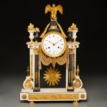 Continental Empire bronze mounted marble clock