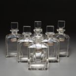 Set (6) Art Deco crystal decanter bottles