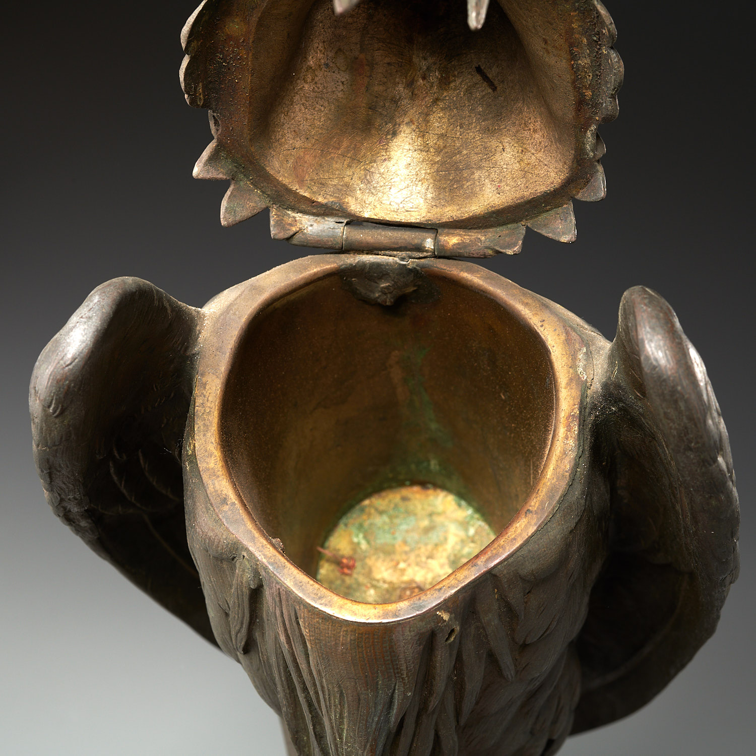 Large Continental patinated bronze Ibis vessel - Image 5 of 7