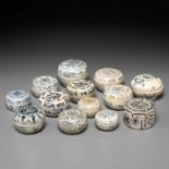 (13) Ming Era blue and white lidded containers