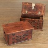 Pair antique Continental strong boxes