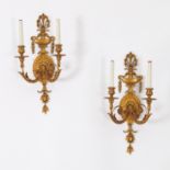 Pair E.F. Caldwell gilt bronze sconces