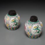 Pair Chinese famille rose porcelain jars