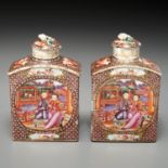 (2) Chinese Export Rockefeller pattern tea caddies