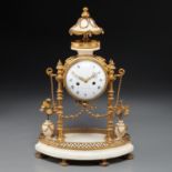 Louis XVI bronze, marble clock by Gavelle L'Aine