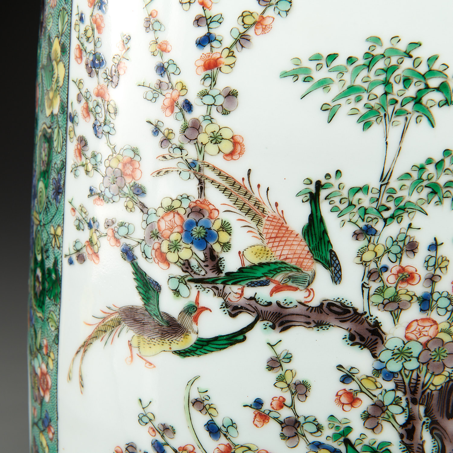 Chinese famille verte Rouleau vase lamp - Image 7 of 8