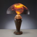 Handel Lamp Co., table lamp with landscape shade