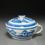 Chinese export blue and white Canton chamber pot