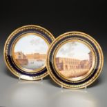 Pair Paris porcelain landscape cabinet plates