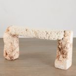 Modern Designer coquina stone console table