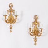 Pair E.F. Caldwell gilt bronze sconces