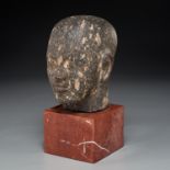 Egyptian style carved black granite head