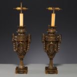 Pair Continental Neoclassic style bronze lamps