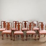 (8) George II mahogany fiddleback chairs