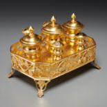 Continental Neoclassic gilt metal encrier