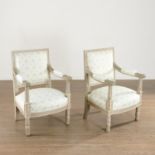 Pair Gustavian painted armchairs