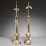 Pair old mercury glass column lamps