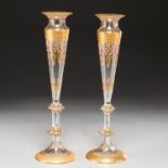 Nice pair Bohemian gilt glass trumpet vases
