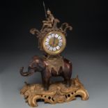 Orientalist bronze mantel clock by Japy Freres