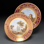 Near pair Paris hand painted cabinet plates