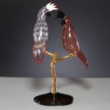 Large Licio Zanetti Murano glass cockatoos