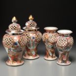 (4) piece Japanese Imari garniture