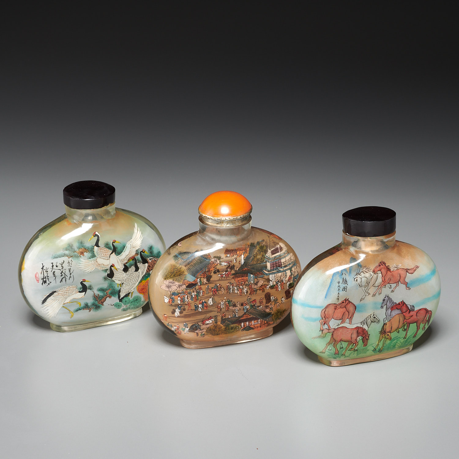 (3) Chinese inside painted snuff bottles