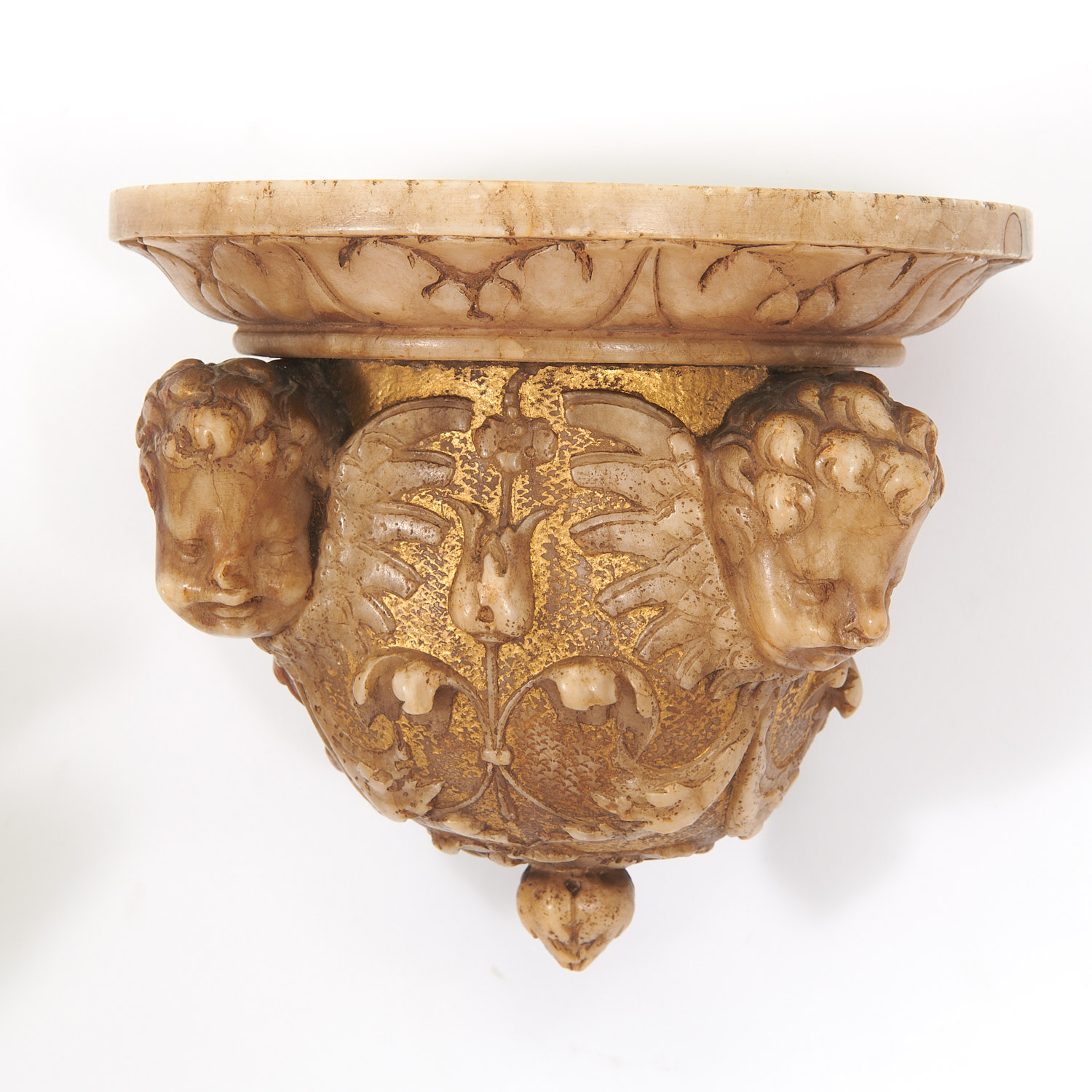 Pair Italian Baroque gilt alabaster wall brackets - Image 2 of 7