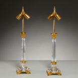 Pair Baccarat style Corinthian column form lamps