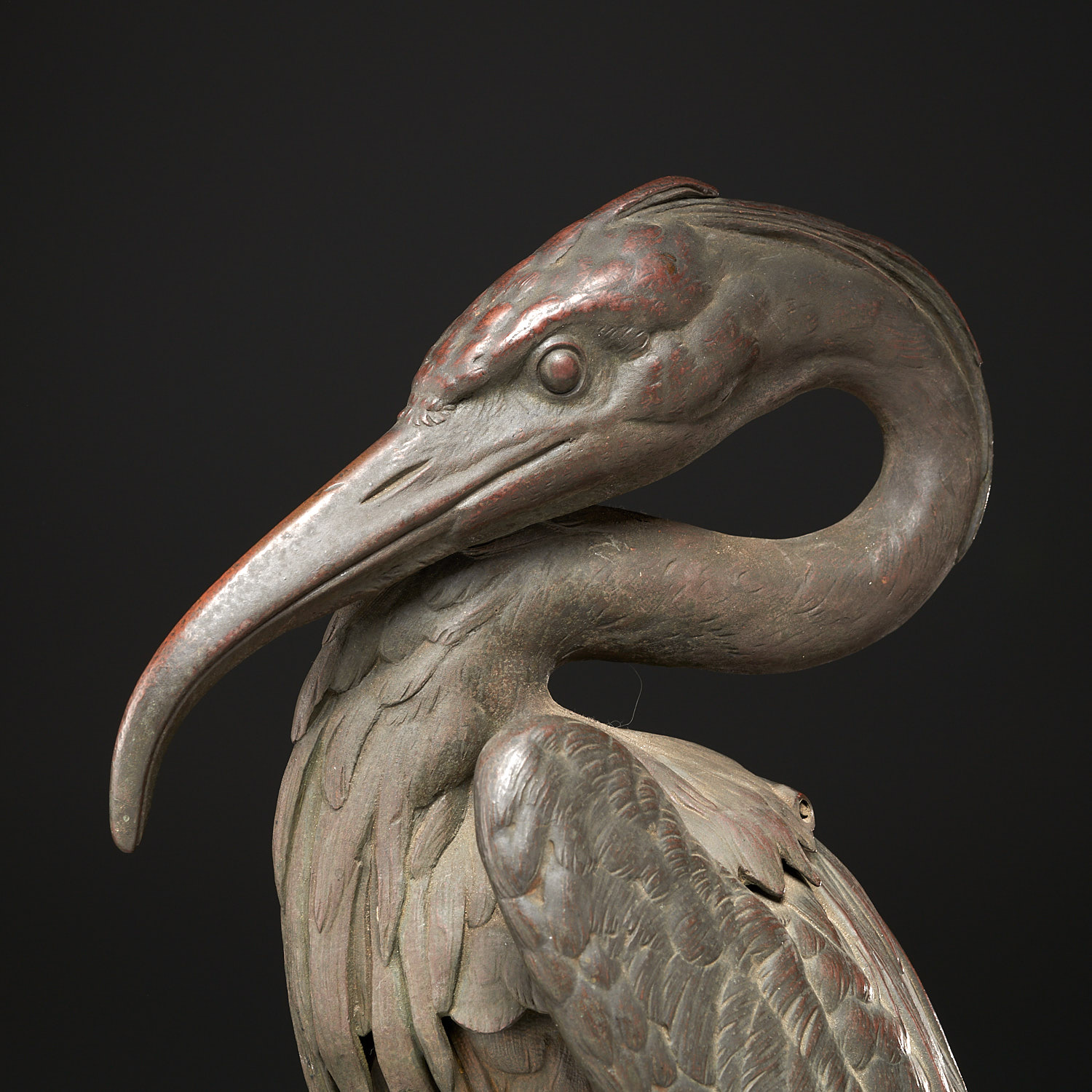 Large Continental patinated bronze Ibis vessel - Image 2 of 7