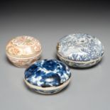 (3) Ming Era porcelain lidded boxes