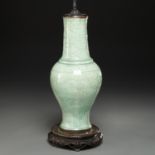 Antique Yaozhou celadon vase mounted as a lamp