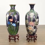 Near pair Japanese cloisonne floor vases