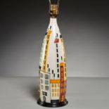 Large Raymor ceramic "Cityscape" table lamp