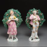 Pair large Chelsea porcelain bocage figures