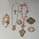 Spanish Colonial silver filigree jewelry & relics