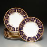 Set (8) Coalport gilt porcelain soup plates