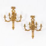 Pair Louis XVI style gilt bronze wall sconces