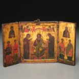 Greek Icon, triptych panel painting