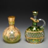 (2) Ludwig Moser gilt decorated glass bottles