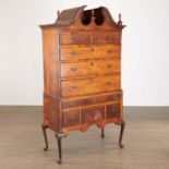 American tiger maple bonnet top highboy